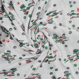 Gray, Green + Red Bonsai Print Polyester Knit Fabric - 66" x 110"
