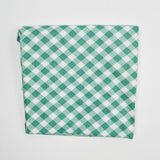 Green + White Gingham Print Woven Fabric - 17" x 124"