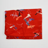Red, White, Teal + Orange Abstract Print Drapey Woven Fabric - 44" x 108"