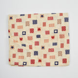 Beige, Red + Blue Patriotic Patchwork Print Quilting Weight Woven Fabric - 42" x 82"