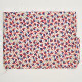 Red + Blue Floral Print Vintage Feed Sack Fabric - 25" x 36"