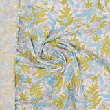 Light Blue, Purple + Green Floral Vintage Feed Sack Fabric - 22" x 36"