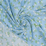 Light Blue Floral Print Vintage Feed Sack Fabric - 36" x 36"
