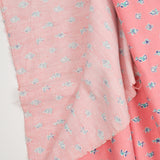 Coral Pink Floral Print Vintage Feed Sack Fabric - 36" x 44"