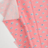 Coral Pink Floral Print Vintage Feed Sack Fabric - 36 x 44"