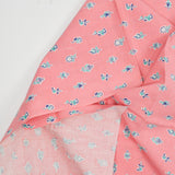Coral Pink Floral Print Vintage Feed Sack Fabric - 32" x 36"