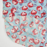 Light Blue + Red Rose Print Vintage Feed Sack Fabric - 36" x 36" (Some Holes)