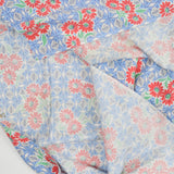 Blue Geometric + Red Floral Print Vintage Feed Sack Fabric - 33" x 36"