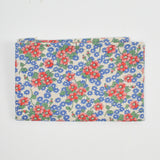 Blue, Red + Green Floral Print Vintage Feed Sack Fabric - 30" x 33"