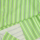 Green, Gray + White Stripe Vintage Feed Sack Fabric - 32" x 44"