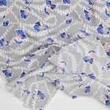 Gray, Pink + Blue Floral Dot Print Vintage Feed Sack Fabric - 18" x 32"