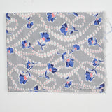 Gray, Pink + Blue Floral Dot Print Vintage Feed Sack Fabric - 18" x 32"