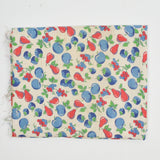 Green, Red + Blue Fruit Print Vintage Feed Sack Fabric - 33" x 40"