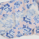 Red + Blue Floral Vintage Feed Sack Fabric - 26" x 42" (Some Stains)