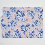 Red + Blue Floral Vintage Feed Sack Fabric - 26" x 42" (Some Stains)
