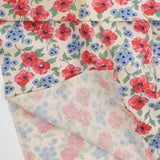 Green, Blue + Red Floral Print Vintage Feed Sack Fabric - 30" x 41"