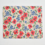 Green, Blue + Red Floral Print Vintage Feed Sack Fabric - 30" x 41"