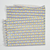 Gray, Yellow + Green Floral Stripe Print Vintage Feed Sack Fabric - 28" x 42"