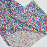 Red, Green + Blue Floral Print Vintage Feed Sack Fabric - 28" x 36"