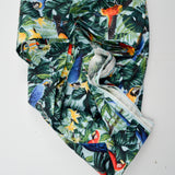Green, Blue + Red Parrots + Jungle Print Quilting Weight Woven Fabric - 44" x 124"