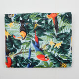 Green, Blue + Red Parrots + Jungle Print Quilting Weight Woven Fabric - 44" x 124"