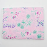Pink, Purple + Green Floral Print Lightweight Woven Fabric - 45" x 184"