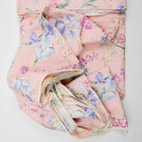 Pink, Purple + Green Floral Print Stain Resistant-Coated Woven Drapery Fabric - 45" x 200"