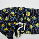 Black, Yellow, Blue + Gray Moon and Bat Print Quilting Weight Woven Fabric - 40" x 140"