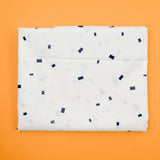 White + Midnight Blue Rectangle Print Nylon Woven Fabric - 62" x 112"