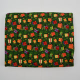 Green, Red + Gold Gift Print Quilting Weight Woven Fabric - 43" x 128"