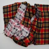 Red, Brown + Black Plaid Brushed Flannel Woven Fabric - 36" x 140"