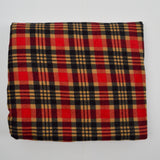 Red, Brown + Black Plaid Brushed Flannel Woven Fabric - 36" x 140"