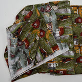 Green, Red + Brown Farmhouse Print Quilting Weight Woven Fabric - 42" x 160"
