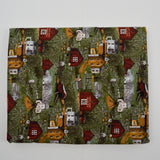 Green, Red + Brown Farmhouse Print Quilting Weight Woven Fabric - 42" x 160"