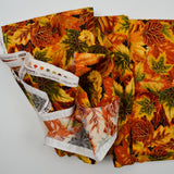 Orange, Yellow + Green Maple Leaf Print Quilting Weight Woven Fabric - 42" x 124"