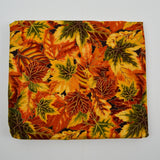 Orange, Yellow + Green Maple Leaf Print Quilting Weight Woven Fabric - 42" x 124"