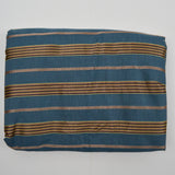 Blue + Gold Stripe Textured Woven Upholstery Fabric - 49" x 128"