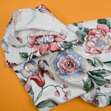 Pink + Green Large Floral Stain-Resistant Drapery Fabric - 56" x 116"