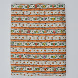 White, Green + Orange Floral Stripe Print Quilting Weight Woven Fabric - 36" x 42"