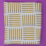 White, Yellow + Gray Pencil Print Quilting Weight Woven Fabric - 36" x 44"