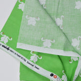 Green + White Swan Print Quilting Cotton Woven Fabric - 36" x 44"