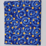 Blue + Yellow Stars + Swirls Print Sparkly Quilting Weight Woven Fabric - 44" x 44"