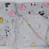 Gray, Black, Pink + Yellow Farm Animal Print Quilting Weight Woven Fabric - 40" x 44"