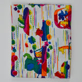 White + Rainbow Animals Driving Cars Print Quilting Weight Woven Fabric - 32" x 52"