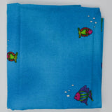 Blue + Colorful Underwater Animal Print Quilting Weight Woven Fabric - 44" x 56"