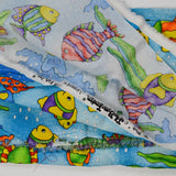 Rainbow Fish Print Quilting Weight Woven Fabric - 44" x 60"