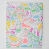 White, Yellow, Purple, Green + Blue Tropical Leaf Print Lightweight Woven Fabric - 46" x 144"