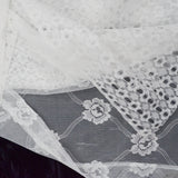 White Floral Net Lace Fabric Curtain - 46" x 72"