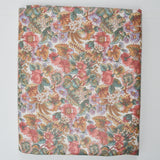 White, Red, Green + Orange Floral Print Stain Resistant-Coated Woven Drapery Fabric - 54" x 240"