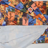 Orange + Blue Beach Photo Collage Print Spandex Stretch Knit Fabric - 66" x 76"